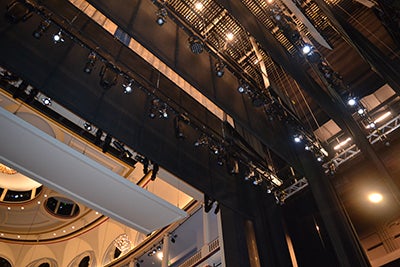 shot looking above stage
